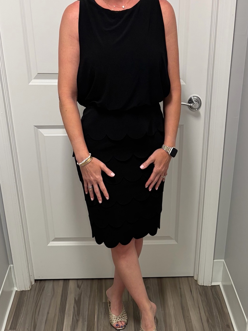 Black Scallop Sheath Dress - Women's Elegant Work & Event Dress